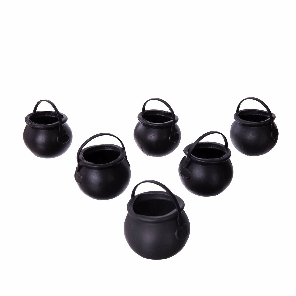 My Other Me Halloween-Dekoration Mini Cauldrons Schwarz mit handles (6 uds) – Ansicht 1