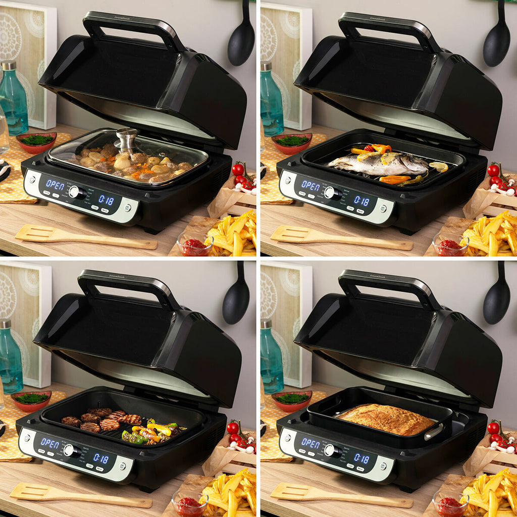 InnovaGoods Heißluftfritteuse mit Grill, Zubehör & Recipe Book Fryinn 12-in-1 6000 Schwarz – Produktansicht 4