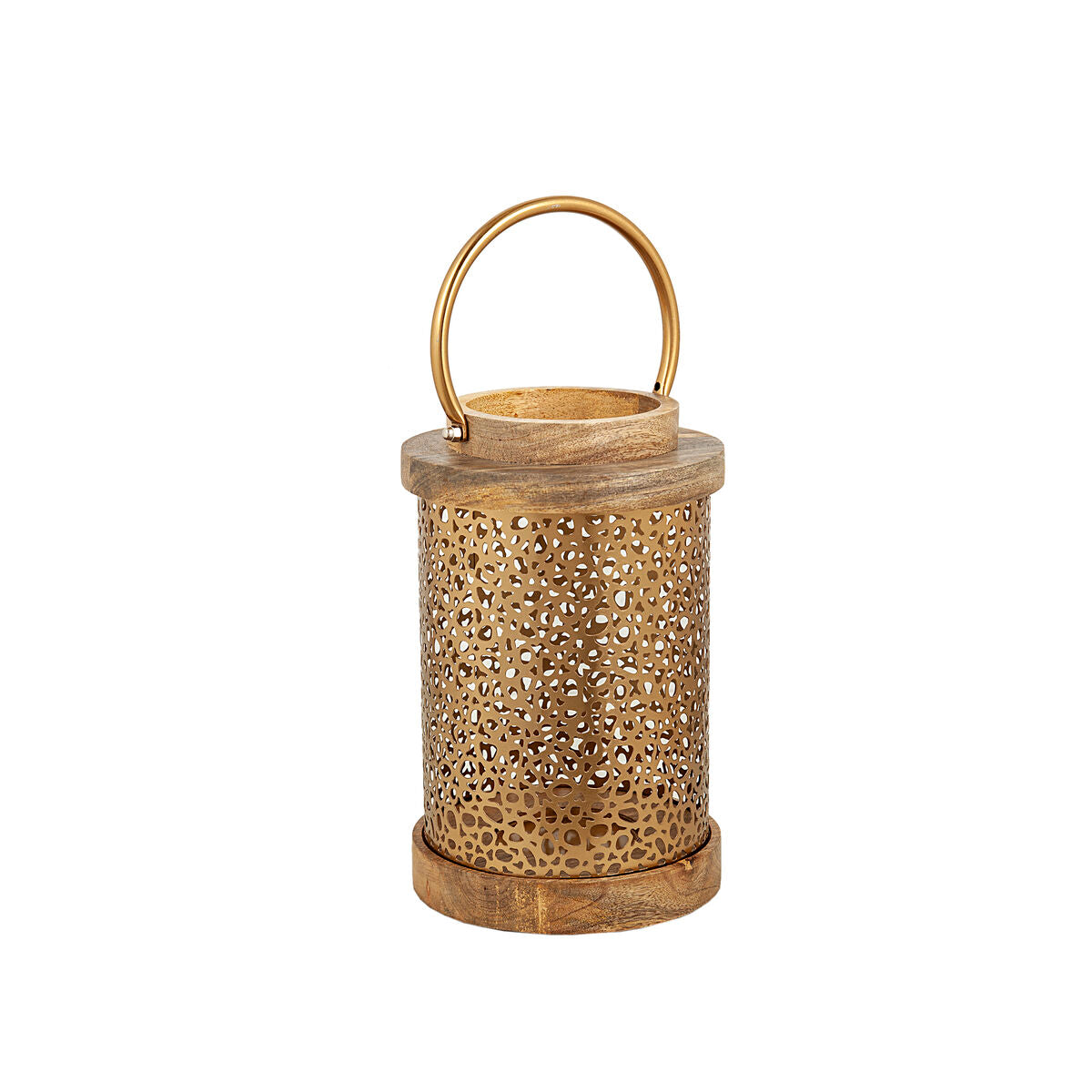 Romimex Lantern Braun Gold Holz Metall – Produktansicht 1