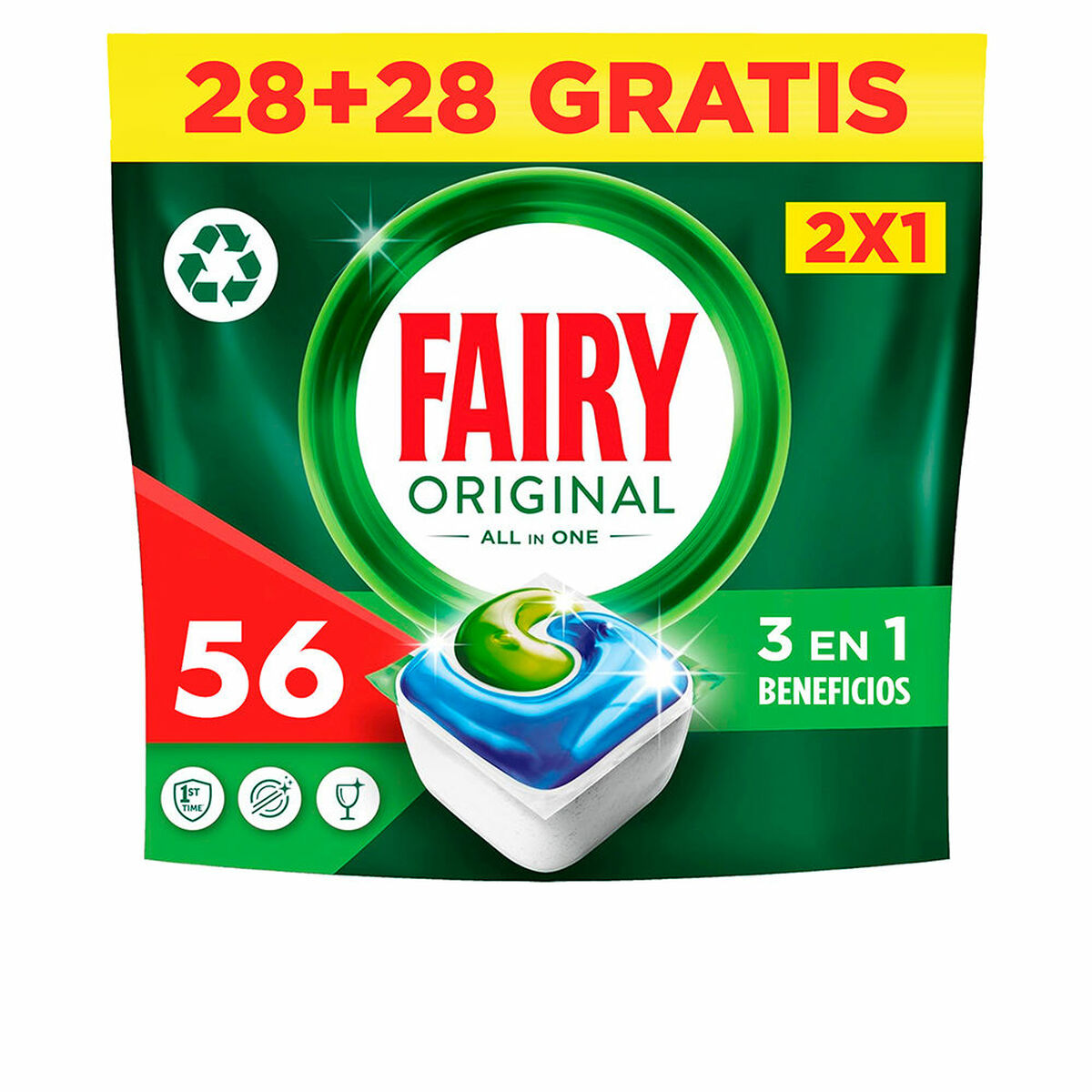 Dishwasher lozenges Fairy TODO EN 1 LIMON 56 Stück – Produktbild 1