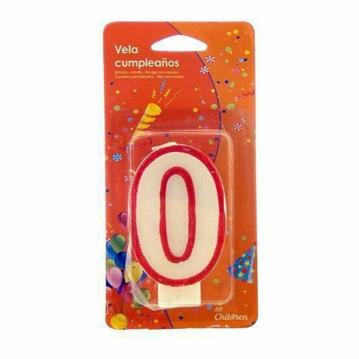 Kerze Birthday Number 0 Weiß Rot – Produktansicht 2