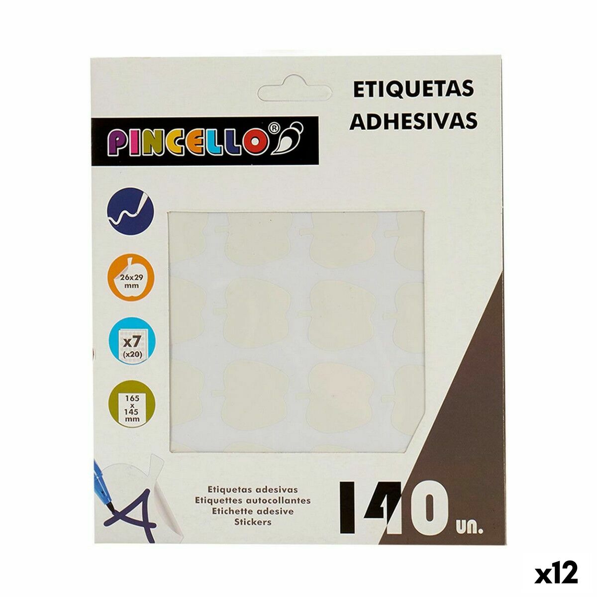 Adhesive labels Pincello Weiß 17 x 4 x 19 cm 22 x 49 mm Apple (12 Stück) – Produktbild 1