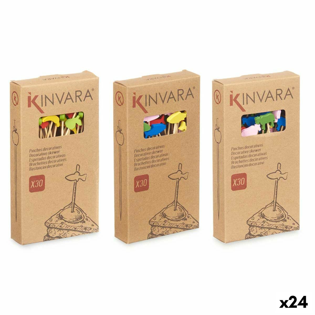 Barbecue Skewer Set Kinvara Bamboo Skewer Decorated (24 Stück) – Produktbild 1