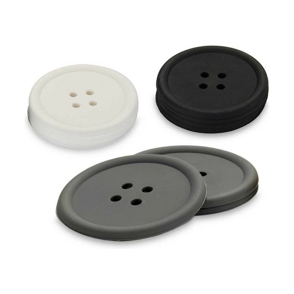 Kinvara Coasters Weiß Schwarz Grau Silicone Kunststoff Button Set (2 – Produktansicht 2