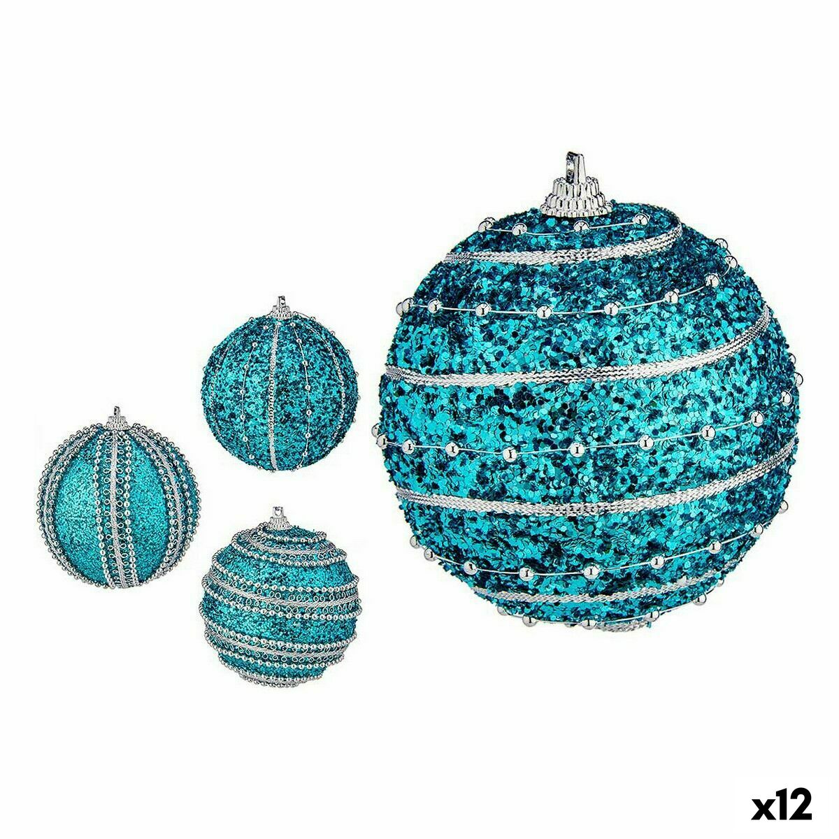Krist+ Weihnachtskugel-Set Blau PVC Ø 8 cm mit relief – Produktansicht 1