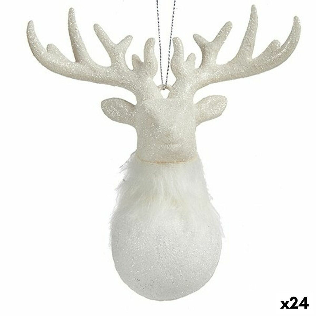 Krist+ Weihnachtskugel Weiß Kunststoff Glitter Reindeer – Produktansicht 1