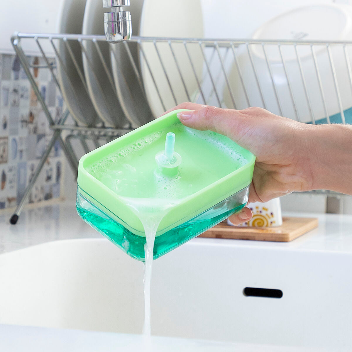 2-in-1 Soap Dispenser für the Küche Sink Pushoap InnovaGoods – Produktansicht 5