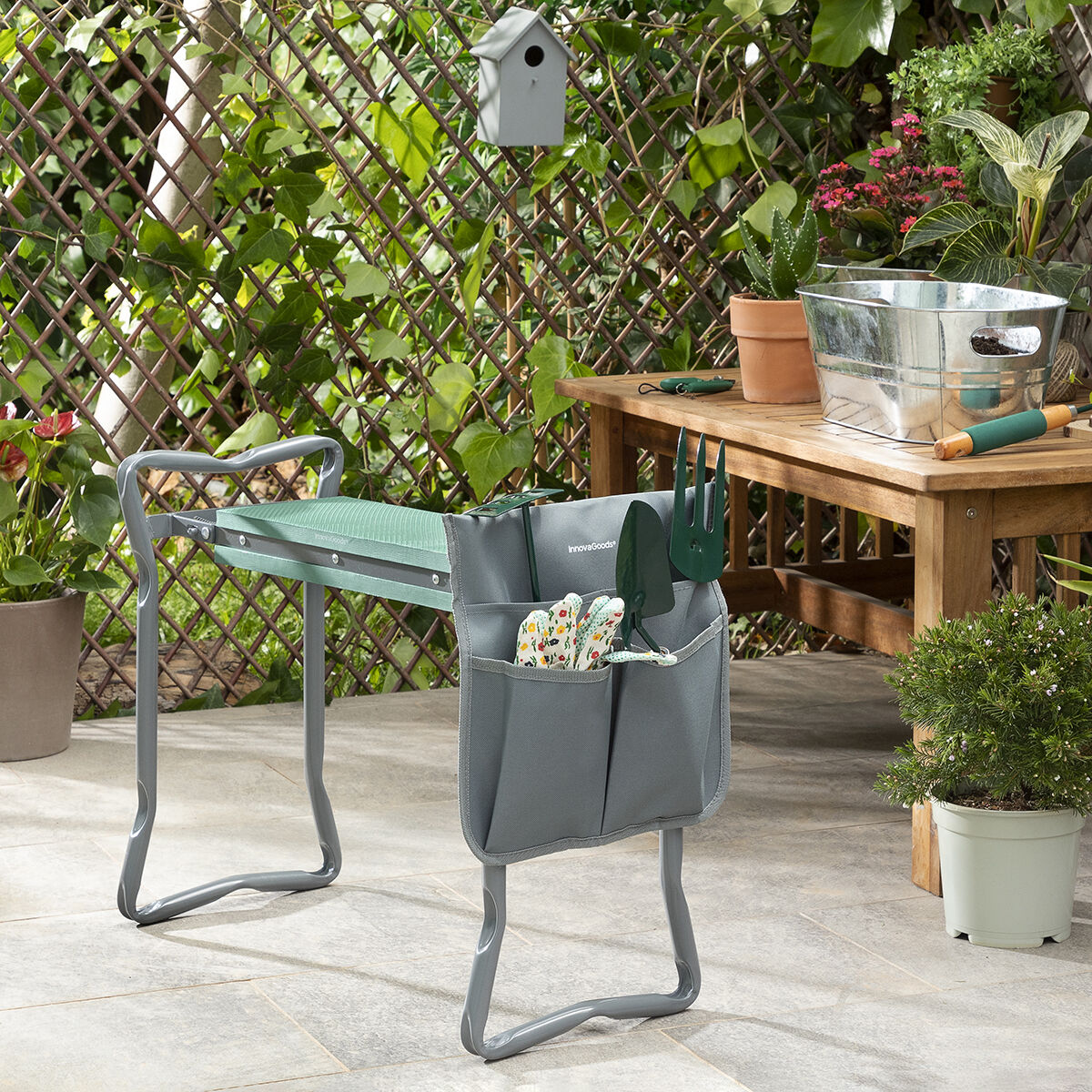 3-in-1 Klappbar Garten Seat mit Tasche für Tools Situl InnovaGoods – Ansicht 2