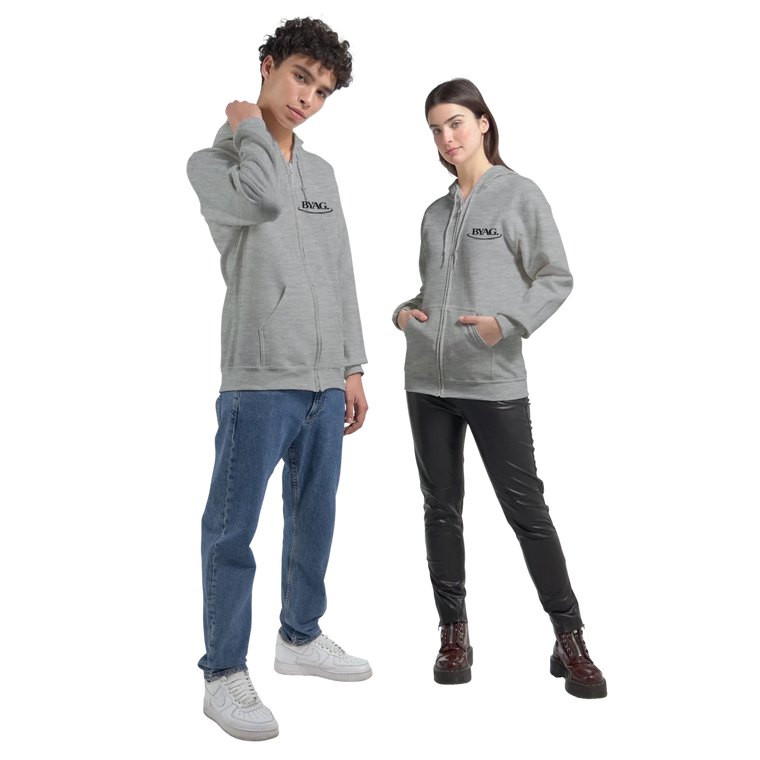BYAG. Organic Zip Hoodie – Grey