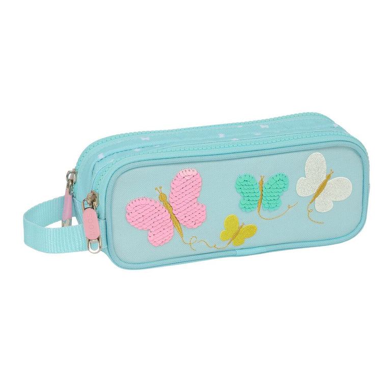 Moos Doppel-Federmäppchen Butterflies Hellblau – Produktbild 1