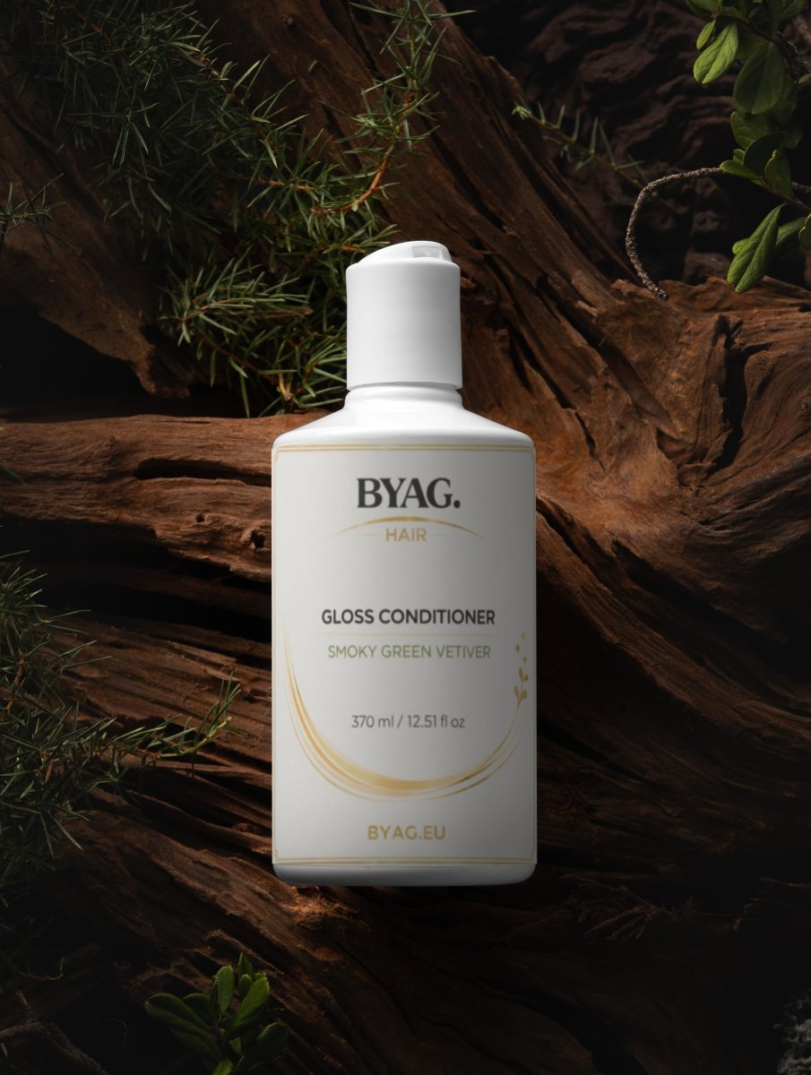 BYAG gloss hair conditioner smoky green vetiver