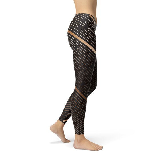 Striped Lines Women's Leggings - Brown