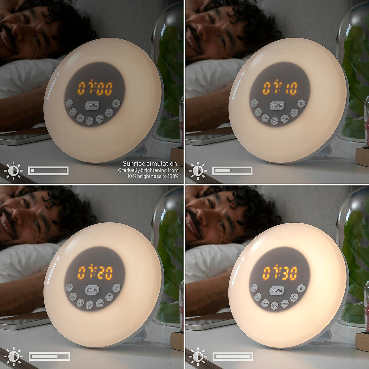 InnovaGoods Wiederaufladbar Lichtwecker mit Lautsprecher Sunrilk – Produktansicht 2