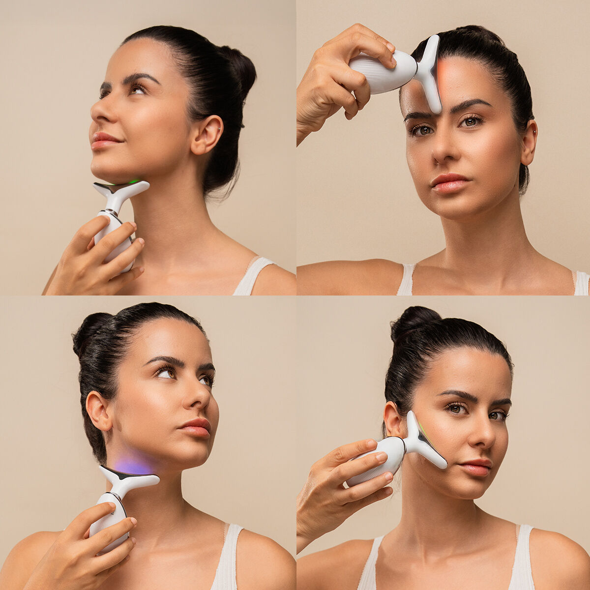 Elektrisches Gesichtsmassagegerät für Gesicht und Nacken mit LED, EMS und Wärme Selora InnovaGoods – Produktansicht 3